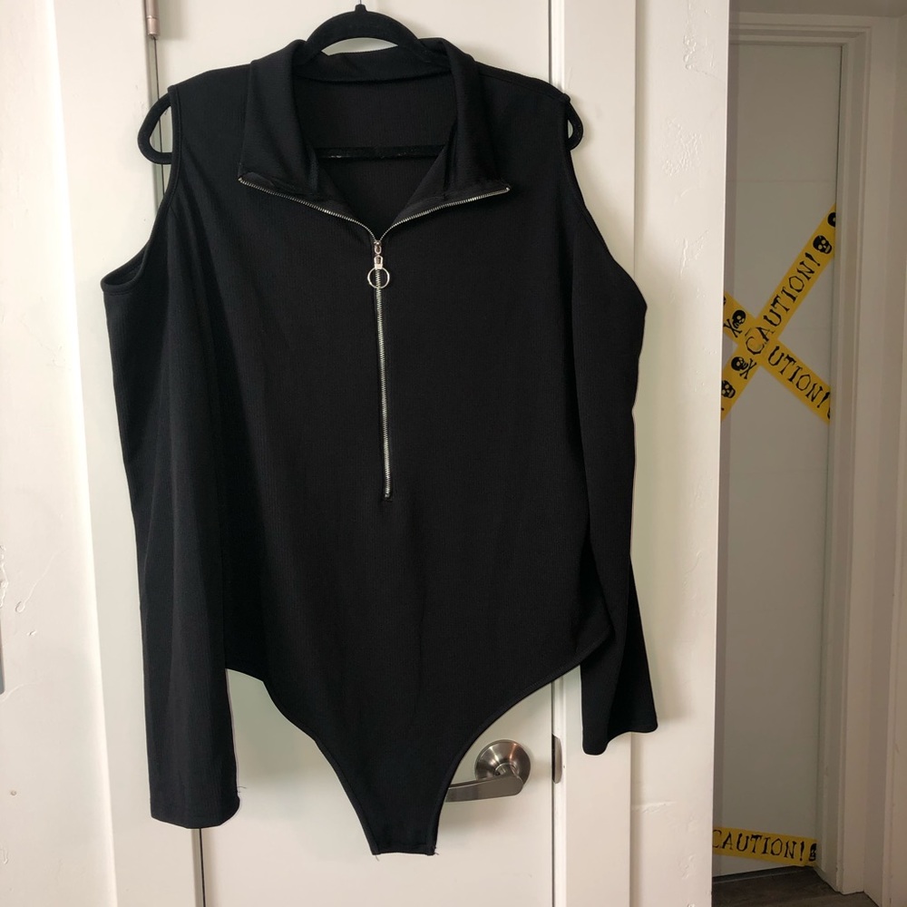 Cold Shoulder Zip-Up Bodysuit